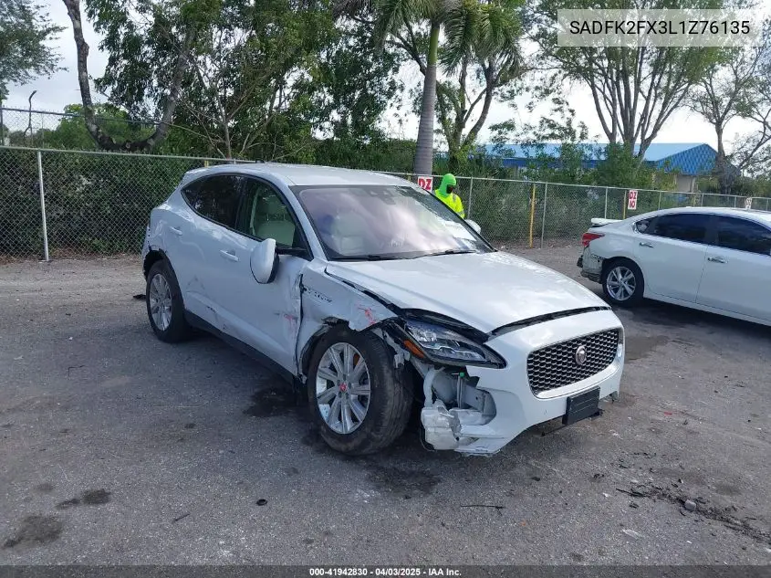2020 Jaguar E-Pace P250 Awd Automatic VIN: SADFK2FX3L1Z76135 Lot: 41942830