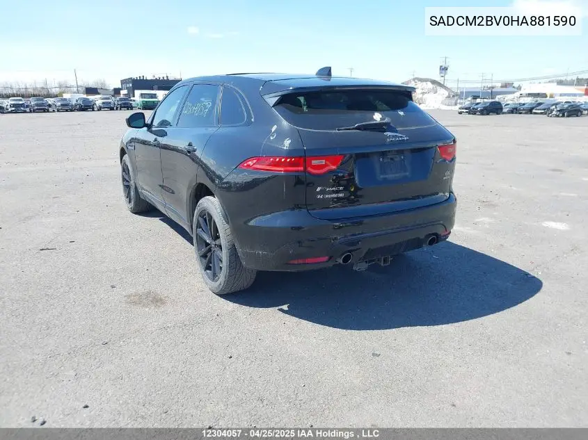 2017 Jaguar F-Pace S VIN: SADCM2BV0HA881590 Lot: 12304057