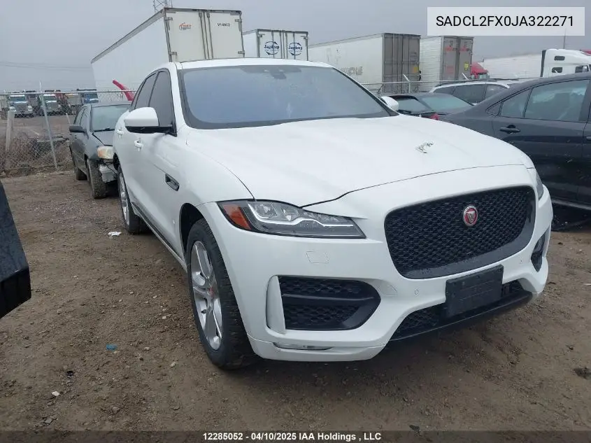 2018 Jaguar F-Pace VIN: SADCL2FX0JA322271 Lot: 12285052