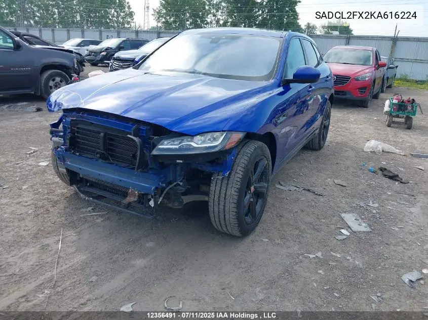 2019 Jaguar F-Pace 25T R-Sport VIN: SADCL2FX2KA616224 Lot: 12356491