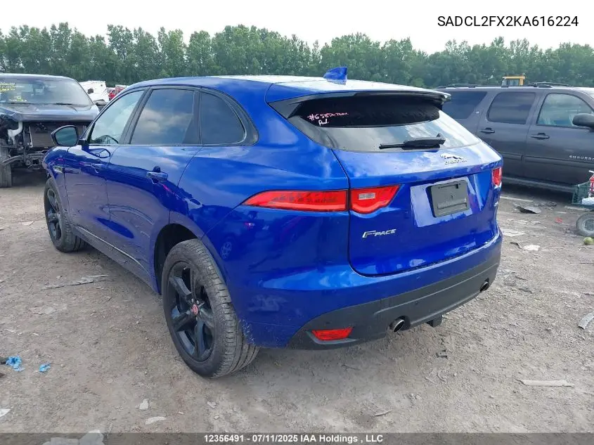 2019 Jaguar F-Pace 25T R-Sport VIN: SADCL2FX2KA616224 Lot: 12356491