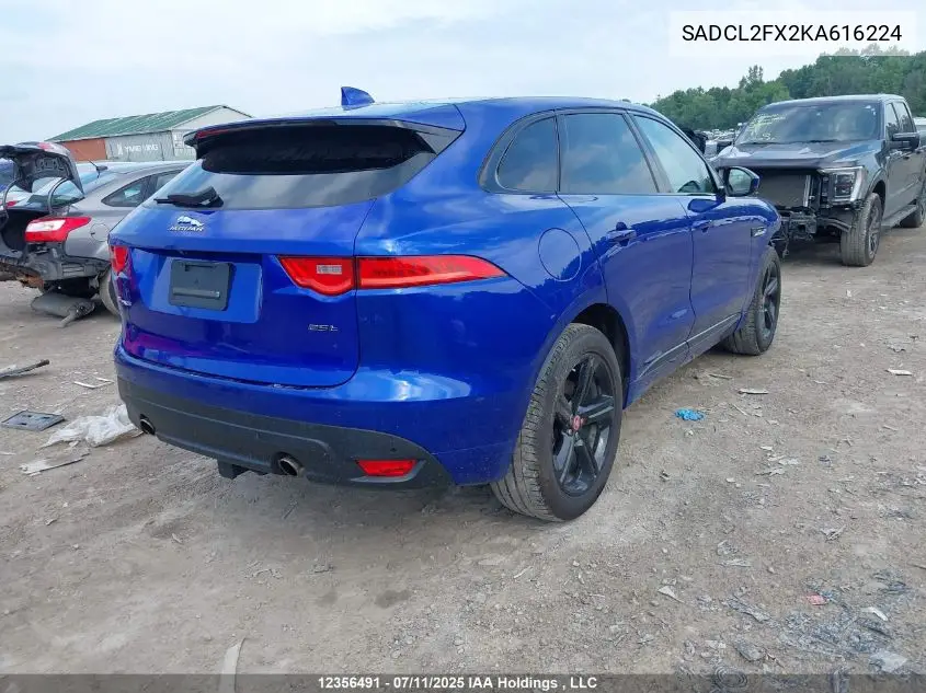 2019 Jaguar F-Pace 25T R-Sport VIN: SADCL2FX2KA616224 Lot: 12356491