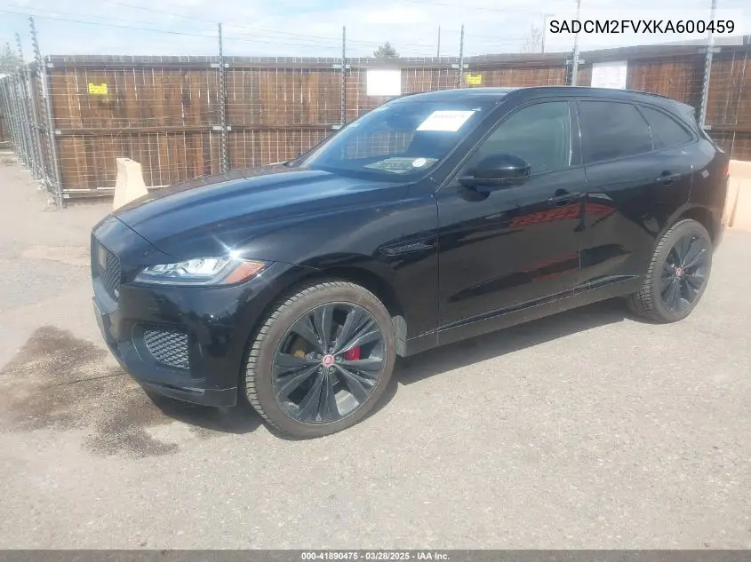 2019 Jaguar F-Pace S VIN: SADCM2FVXKA600459 Lot: 41890475