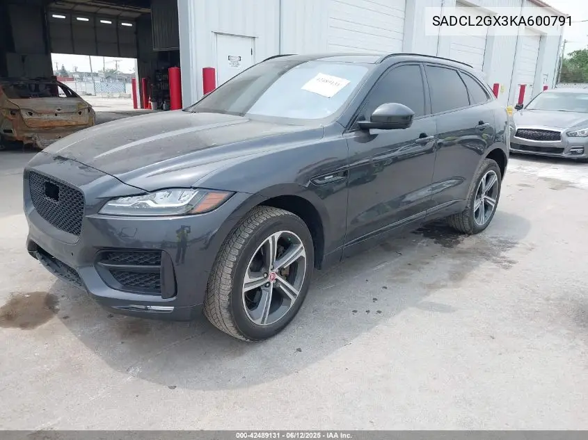 2019 Jaguar F-Pace 25T R-Sport/30T R-Sport VIN: SADCL2GX3KA600791 Lot: 42489131