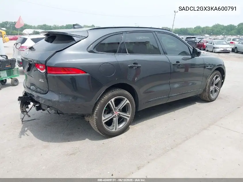 2019 Jaguar F-Pace 25T R-Sport/30T R-Sport VIN: SADCL2GX3KA600791 Lot: 42489131