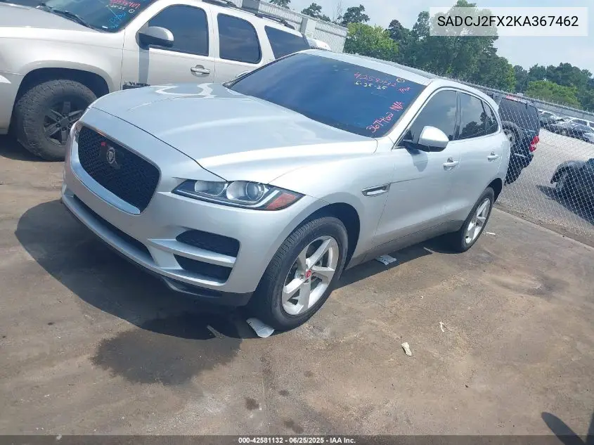 2019 Jaguar F-Pace 25T Premium VIN: SADCJ2FX2KA367462 Lot: 42581132