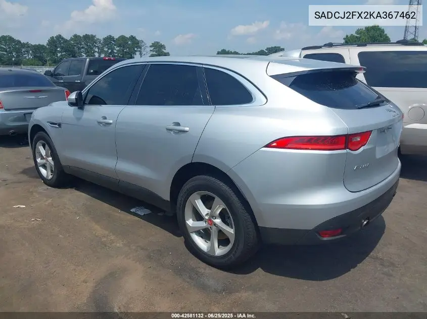 2019 Jaguar F-Pace 25T Premium VIN: SADCJ2FX2KA367462 Lot: 42581132