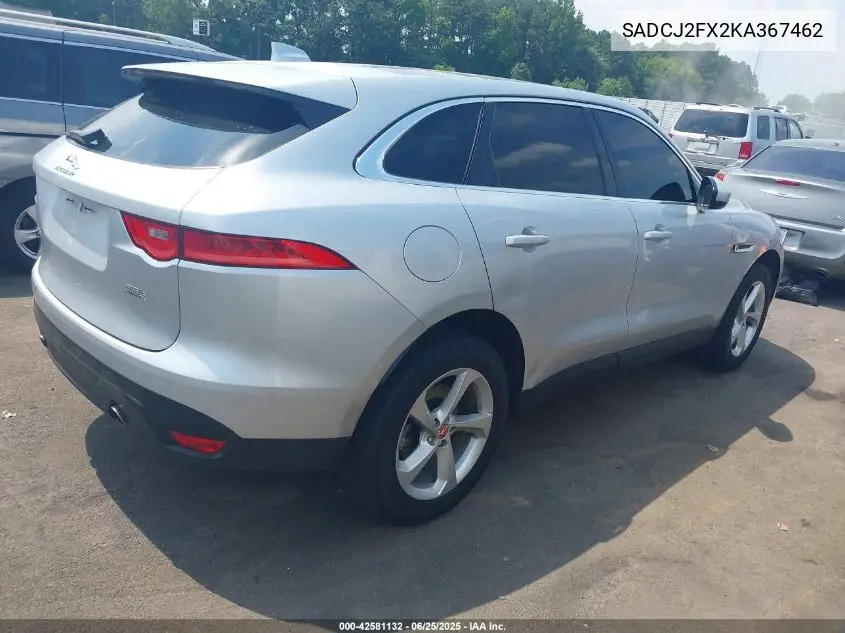 2019 Jaguar F-Pace 25T Premium VIN: SADCJ2FX2KA367462 Lot: 42581132
