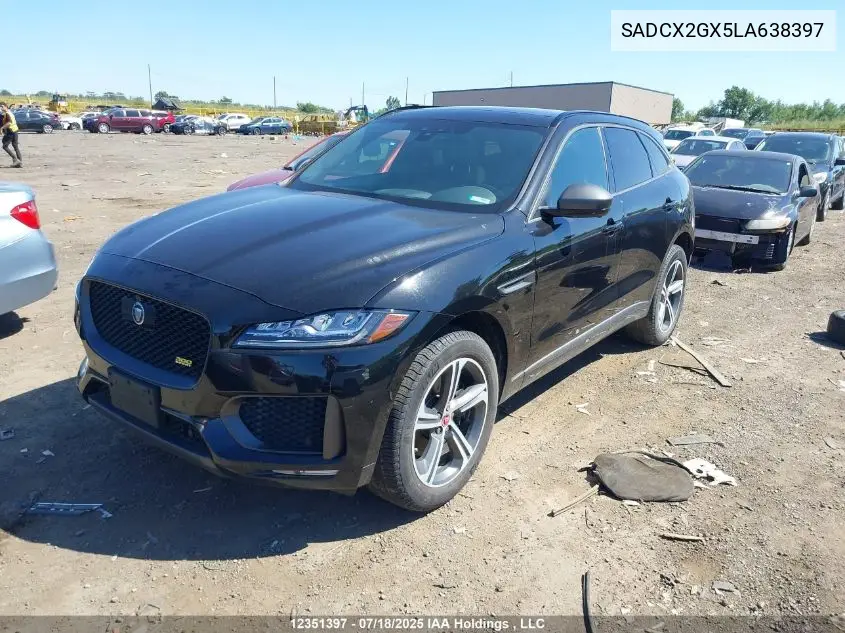 2020 Jaguar F-Pace 30T 300 Sport VIN: SADCX2GX5LA638397 Lot: 12351397