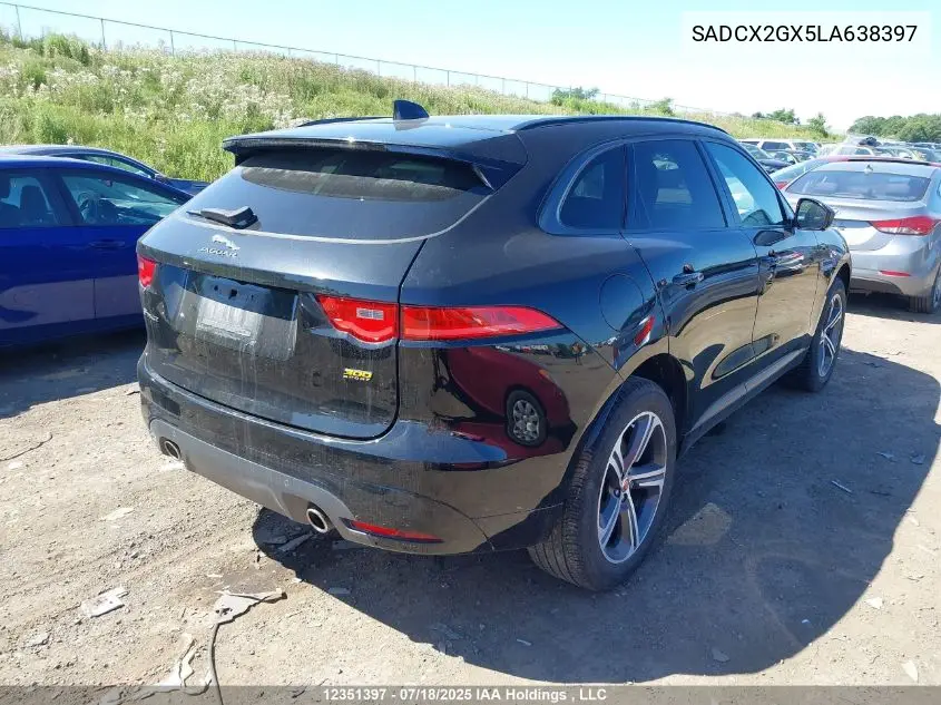 2020 Jaguar F-Pace 30T 300 Sport VIN: SADCX2GX5LA638397 Lot: 12351397