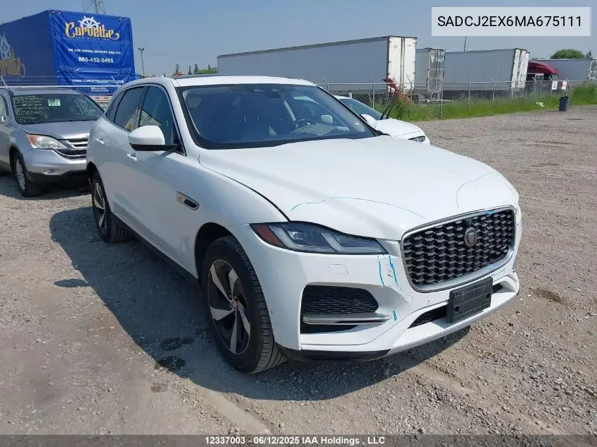2021 Jaguar F-Pace S VIN: SADCJ2EX6MA675111 Lot: 12337003