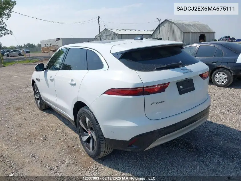 2021 Jaguar F-Pace S VIN: SADCJ2EX6MA675111 Lot: 12337003