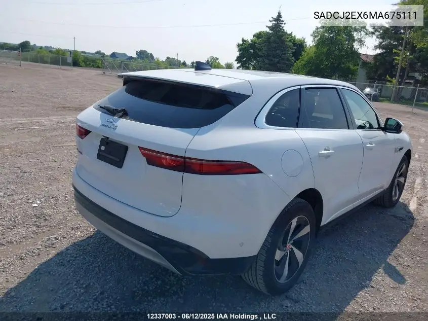 2021 Jaguar F-Pace S VIN: SADCJ2EX6MA675111 Lot: 12337003