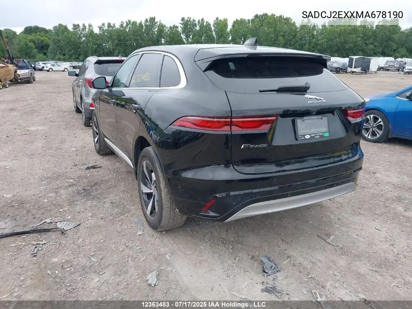 2021 Jaguar F-Pace P250 S VIN: SADCJ2EXXMA678190 Lot: 12363483