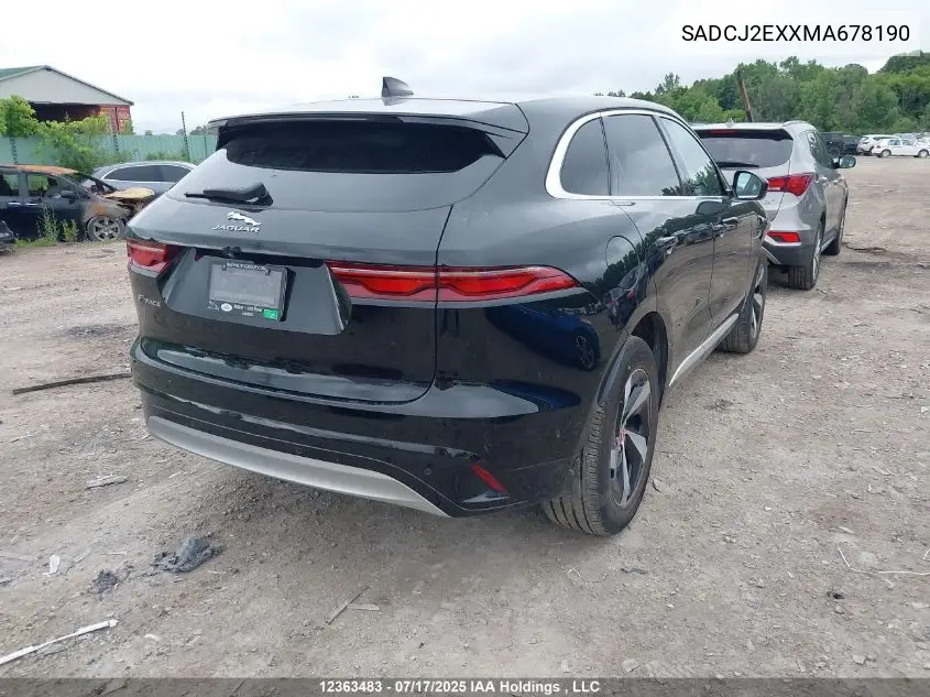 2021 Jaguar F-Pace P250 S VIN: SADCJ2EXXMA678190 Lot: 12363483