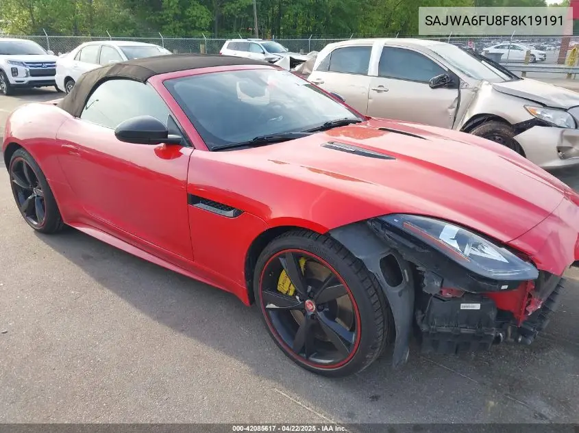 2015 Jaguar F-Type S VIN: SAJWA6FU8F8K19191 Lot: 42085617