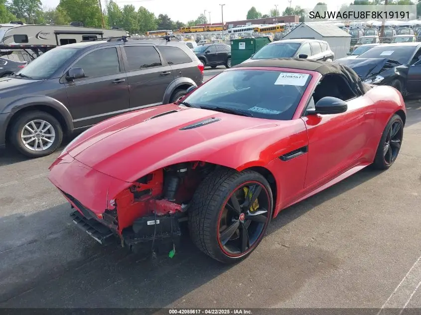 2015 Jaguar F-Type S VIN: SAJWA6FU8F8K19191 Lot: 42085617