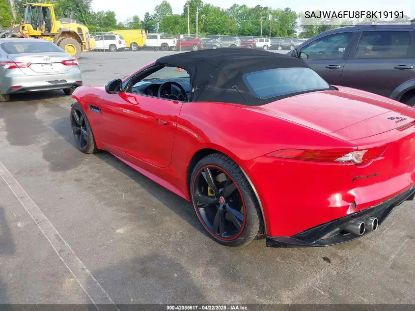 2015 Jaguar F-Type S VIN: SAJWA6FU8F8K19191 Lot: 42085617
