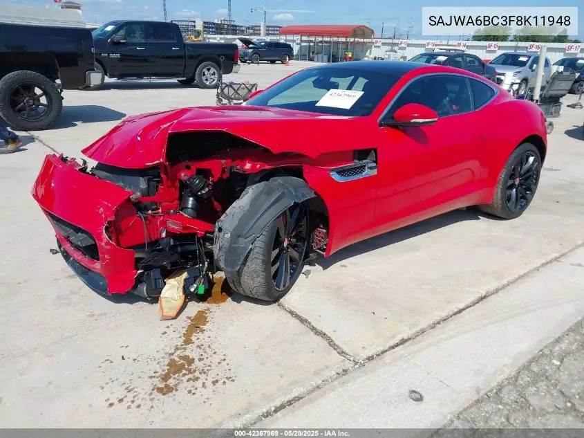 2015 Jaguar F-Type S VIN: SAJWA6BC3F8K11948 Lot: 42367969
