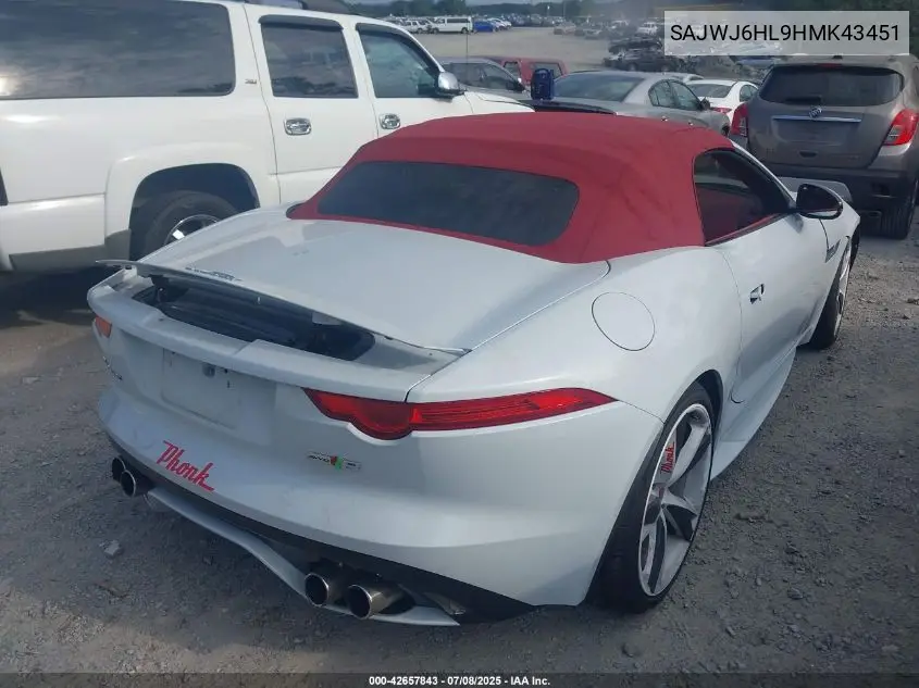 2017 Jaguar F-Type R VIN: SAJWJ6HL9HMK43451 Lot: 42657843
