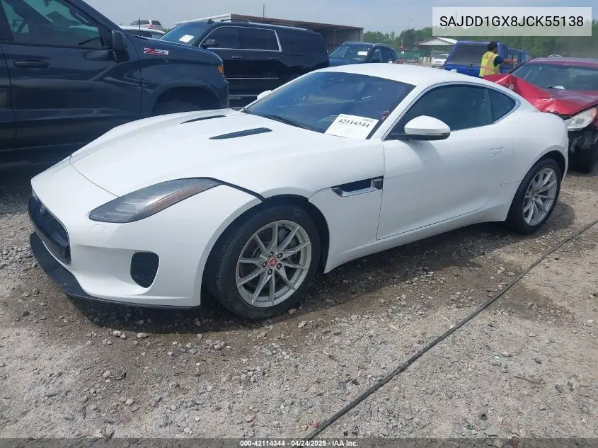 2018 Jaguar F-Type 296Hp VIN: SAJDD1GX8JCK55138 Lot: 42114344