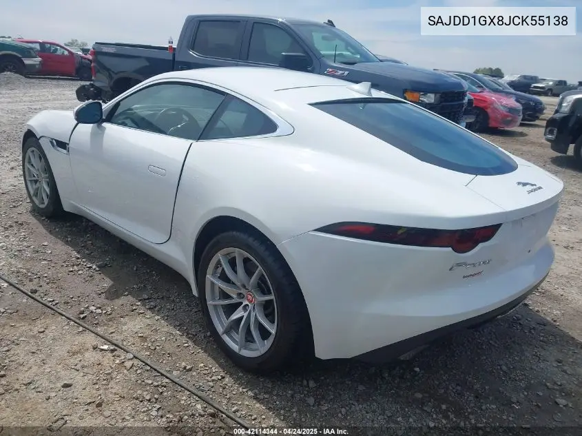 2018 Jaguar F-Type 296Hp VIN: SAJDD1GX8JCK55138 Lot: 42114344
