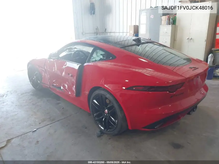 2018 Jaguar F-Type R-Dynamic VIN: SAJDF1FV0JCK48016 Lot: 42193280