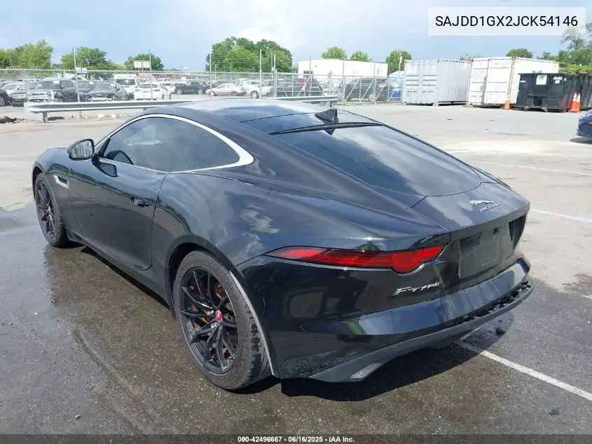 2018 Jaguar F-Type 296Hp VIN: SAJDD1GX2JCK54146 Lot: 42496667