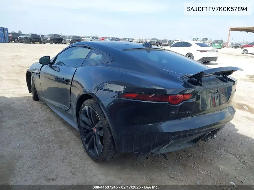 2019 Jaguar F-Type R-Dynamic VIN: SAJDF1FV7KCK57894 Lot: 41597245