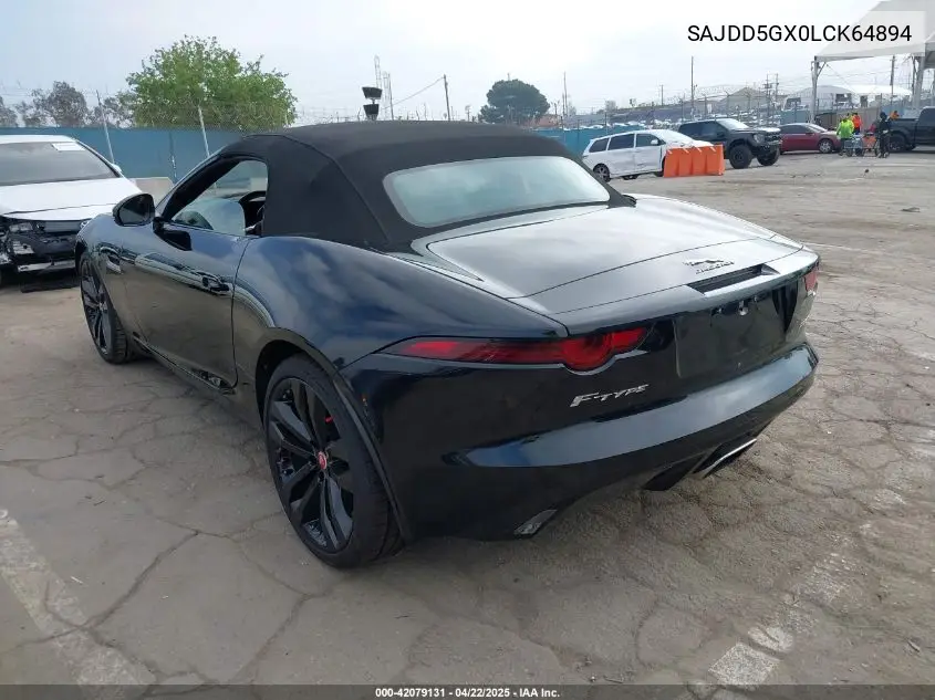 2020 Jaguar F-Type Checkered Flag Rwd Automatic/P300 Rwd Automatic VIN: SAJDD5GX0LCK64894 Lot: 42079131