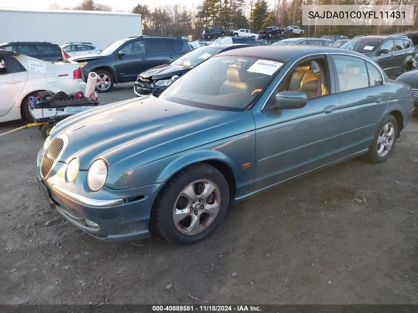 2000 Jaguar S-Type 3.0L V6 VIN: SAJDA01C0YFL11431 Lot: 40889581