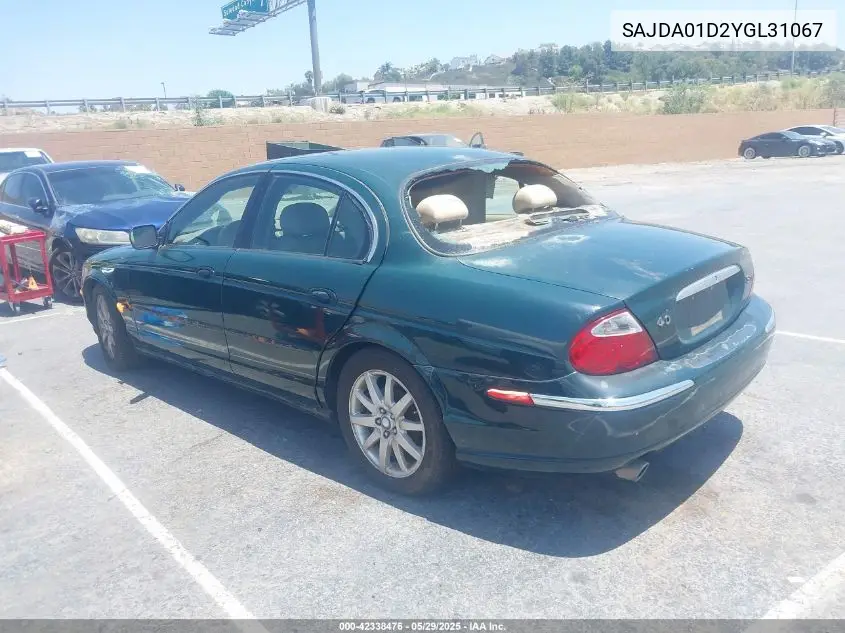 2000 Jaguar S-Type 4.0L V8 VIN: SAJDA01D2YGL31067 Lot: 42338476
