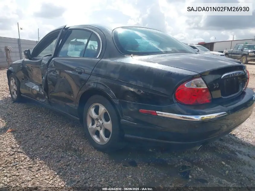 2002 Jaguar S-Type 3.0L V6 VIN: SAJDA01N02FM26930 Lot: 42442030