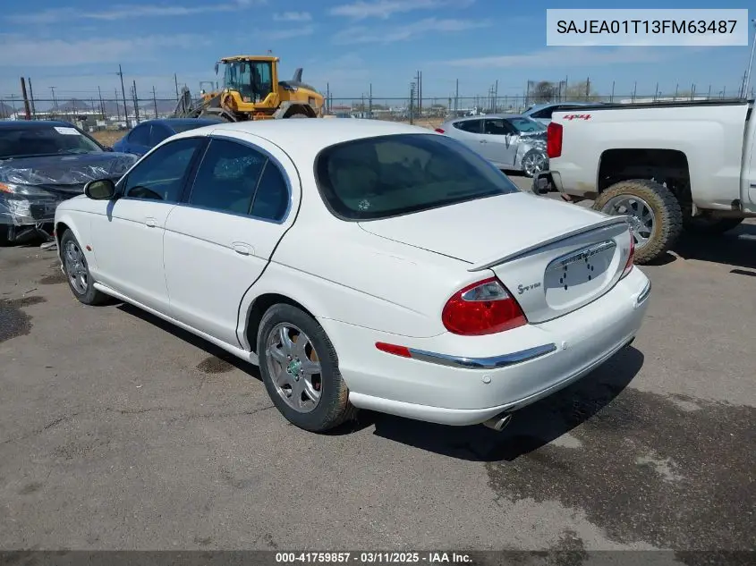 2003 Jaguar S-Type 3.0L V6 VIN: SAJEA01T13FM63487 Lot: 41759857
