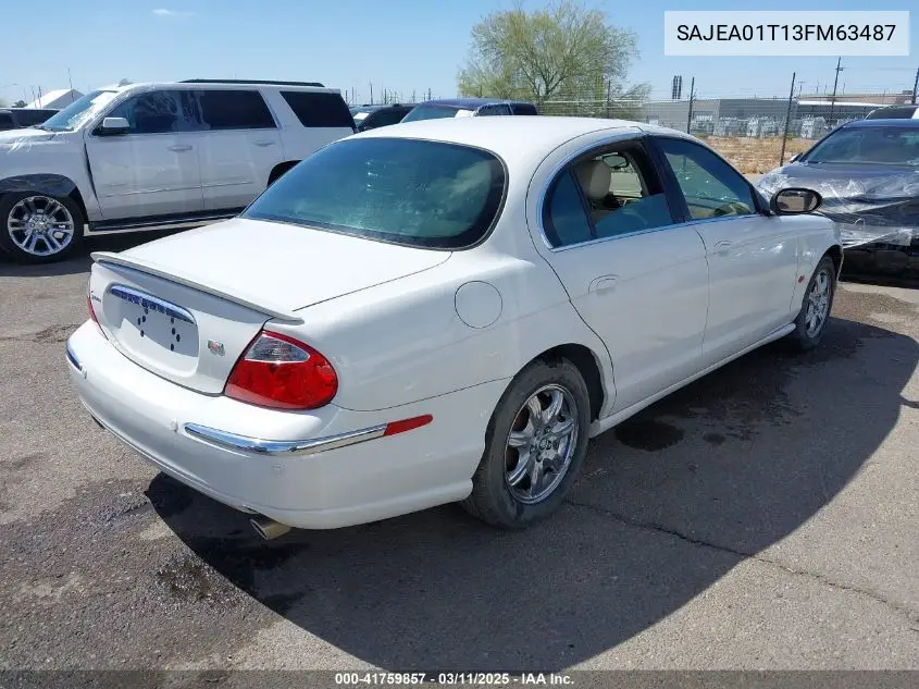 2003 Jaguar S-Type 3.0L V6 VIN: SAJEA01T13FM63487 Lot: 41759857