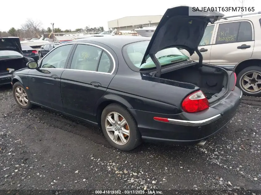 2003 Jaguar S-Type 3.0L V6 VIN: SAJEA01T63FM75165 Lot: 41819382