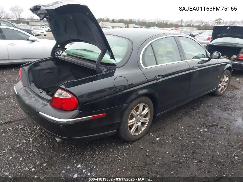 2003 Jaguar S-Type 3.0L V6 VIN: SAJEA01T63FM75165 Lot: 41819382