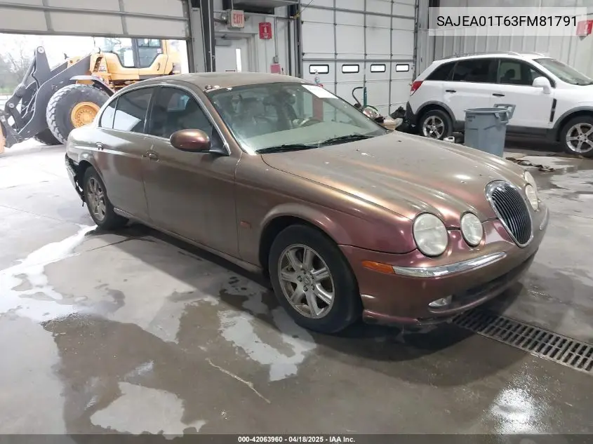 2003 Jaguar S-Type 3.0L V6 VIN: SAJEA01T63FM81791 Lot: 42063960