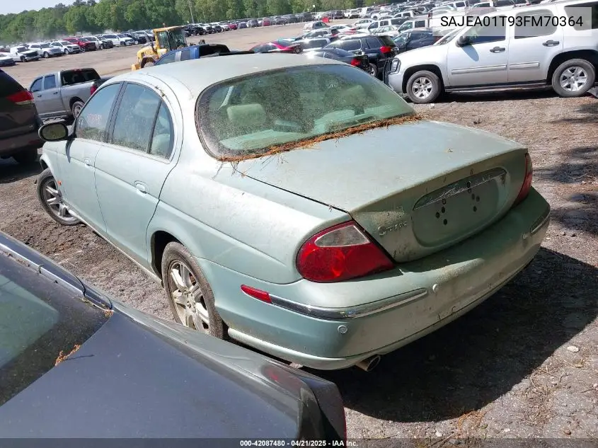 2003 Jaguar S-Type 3.0L V6 VIN: SAJEA01T93FM70364 Lot: 42087480