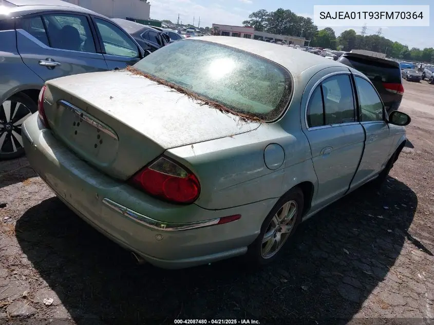 2003 Jaguar S-Type 3.0L V6 VIN: SAJEA01T93FM70364 Lot: 42087480