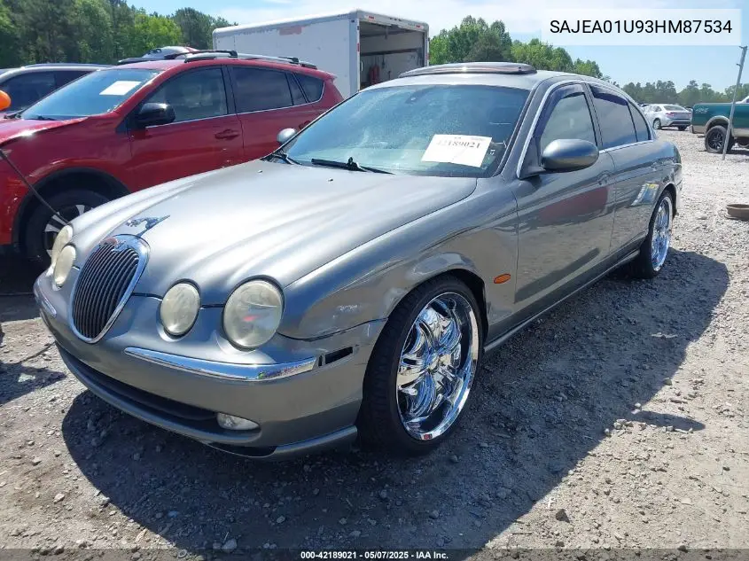 2003 Jaguar S-Type 4.2L V8 VIN: SAJEA01U93HM87534 Lot: 42189021