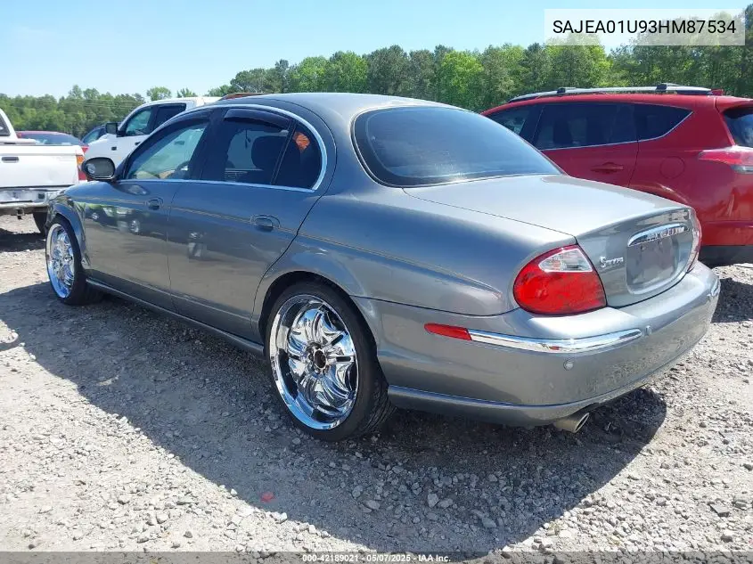 2003 Jaguar S-Type 4.2L V8 VIN: SAJEA01U93HM87534 Lot: 42189021