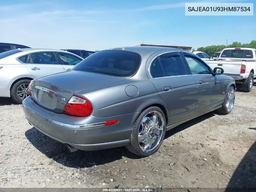 2003 Jaguar S-Type 4.2L V8 VIN: SAJEA01U93HM87534 Lot: 42189021