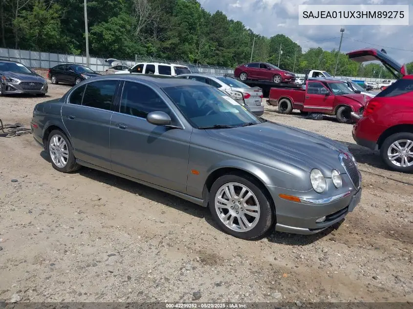 2003 Jaguar S-Type 4.2L V8 VIN: SAJEA01UX3HM89275 Lot: 42299252