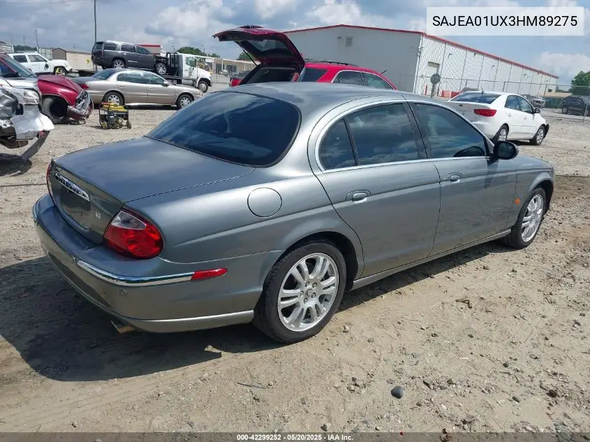 2003 Jaguar S-Type 4.2L V8 VIN: SAJEA01UX3HM89275 Lot: 42299252