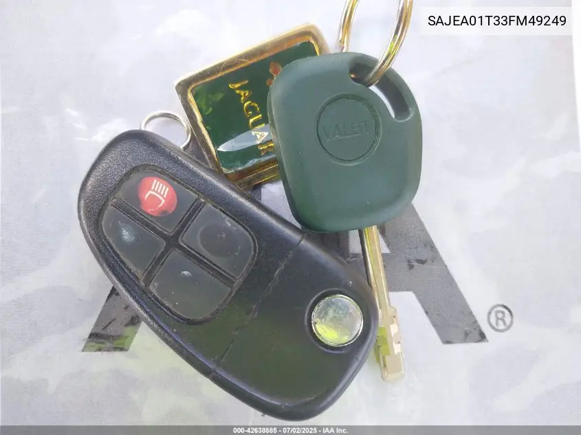 2003 Jaguar S-Type 3.0L V6 VIN: SAJEA01T33FM49249 Lot: 42638885