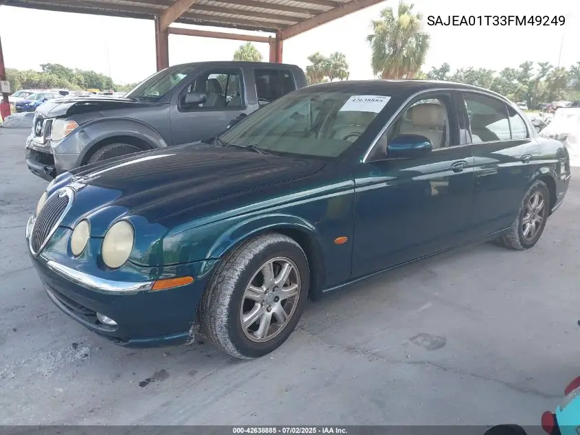 2003 Jaguar S-Type 3.0L V6 VIN: SAJEA01T33FM49249 Lot: 42638885