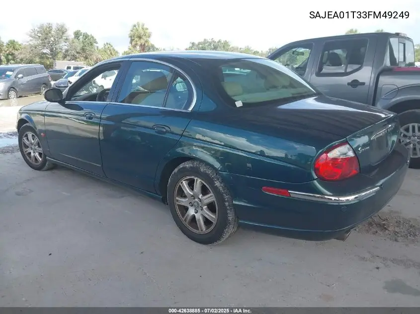 2003 Jaguar S-Type 3.0L V6 VIN: SAJEA01T33FM49249 Lot: 42638885