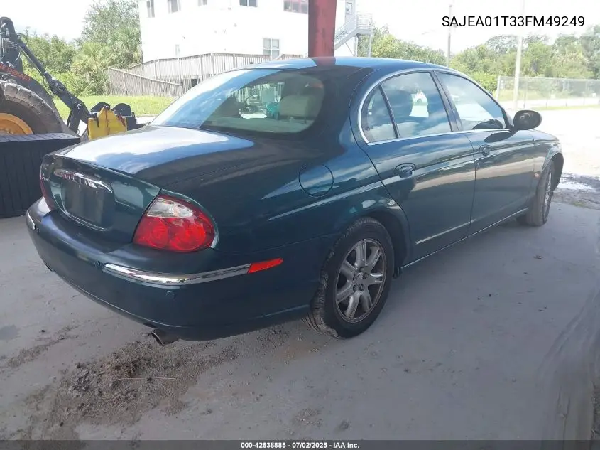 2003 Jaguar S-Type 3.0L V6 VIN: SAJEA01T33FM49249 Lot: 42638885