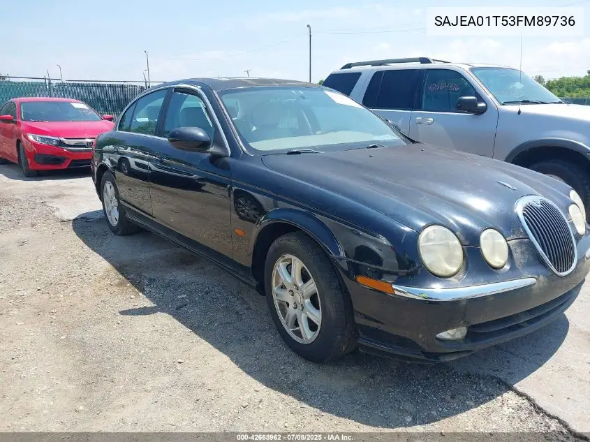 2003 Jaguar S-Type 3.0L V6 VIN: SAJEA01T53FM89736 Lot: 42668962